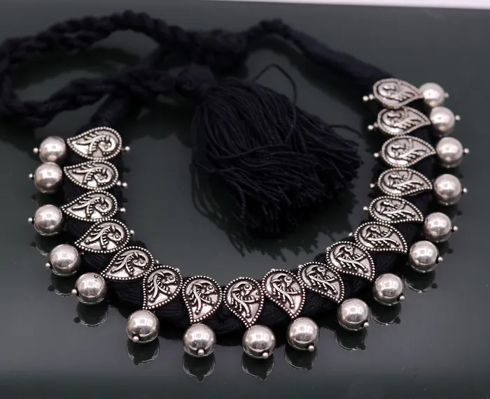 Necklaces TRIBAL ORNAMENTS Vintage customized design handmade 925 sterling silver charm necklace choker adjustable belly dance personalized tribal jewelry set81