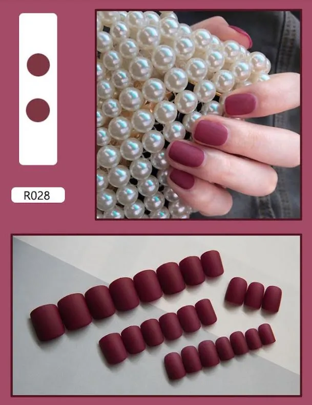 NS397 Short Square Press On Nails 24 Pieces R028 Polly Earrings