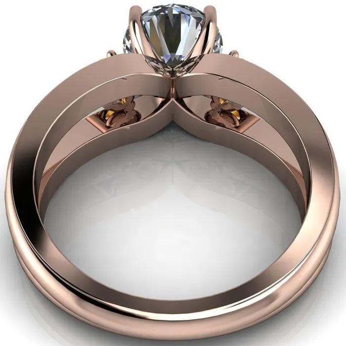 Orion Round Center Stone 2 Round Yellow Sapphire Sides Split Shank Diamond Channel Set Ring Fire Brilliance Rings
