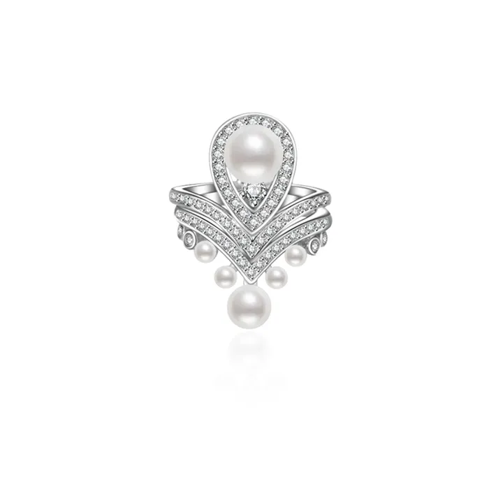 Pearly Lustre Rings Elegant Freshwater Pearl Duo Ring WR00012