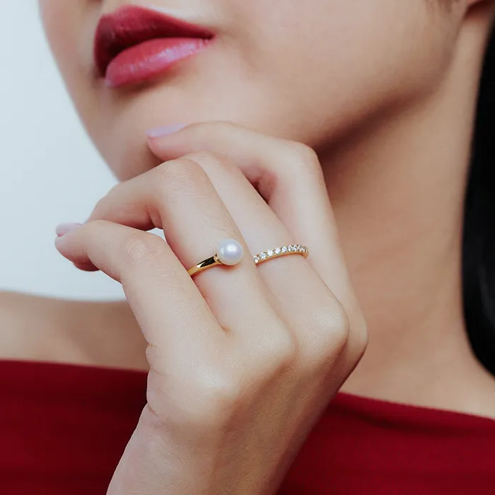 Pearly Lustre Top Grade Freshwater Pearl Ring WR00246 CONNECT Rings