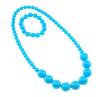 POLLY Bracelets L167 Fashion Blue Beaded Necklace Bracelet Set
