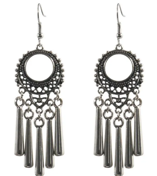 polly E984 Silver Decorated Tassel Earrings Earrings