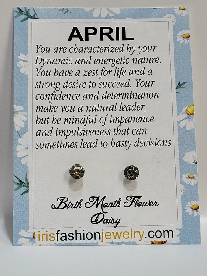 polly Earrings AZ592 April Birthstone Gem Earrings