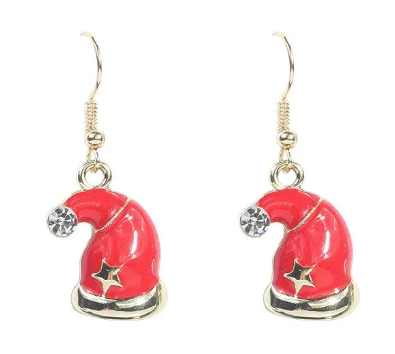 POLLY Earrings Z120 Gold Santa Hat Earrings