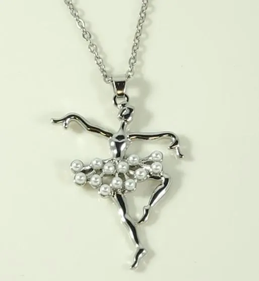 polly Necklaces N1436 Silver Pearls Ballerina Necklace with FREE Earrings