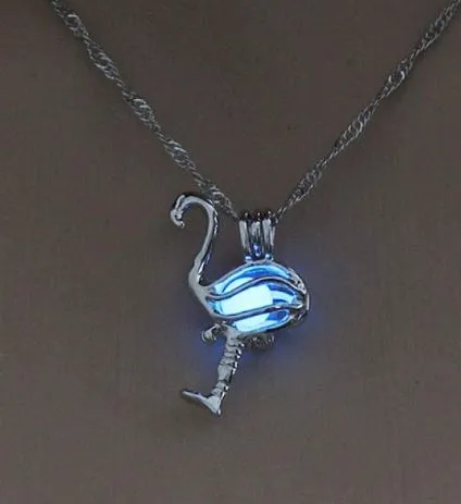 POLLY Necklaces N300 Silver Glow in the Dark Flamingo Necklace with FREE EARRINGS POLLY Necklaces N300 Silver Glow in the Dark Flamingo Necklace with FREE EARRINGS