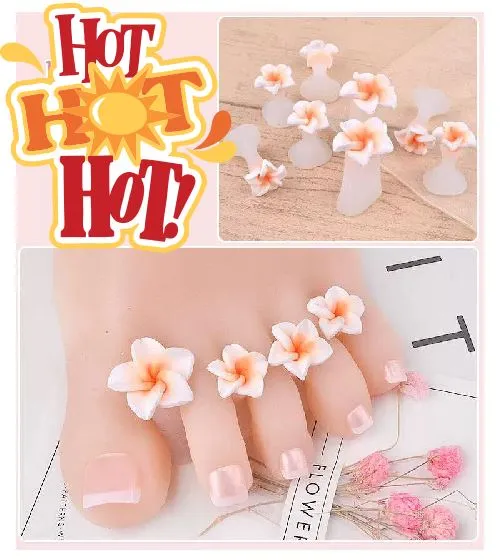 POLLY NS129 White Flower Soft Silicone Finger or Toe Separators 8 Piece Set Rings