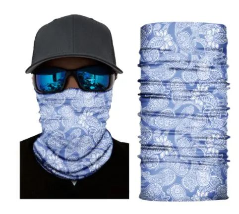 polly Rings G105 Blue White Paisley Design Gaiter Mask