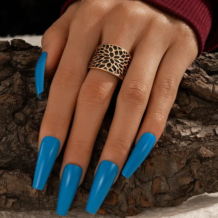 polly Rings R476 Gold Black Decorated Ring