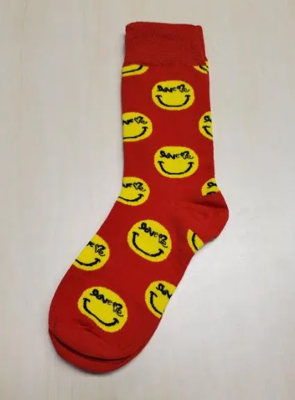 POLLY Rings SF1113 Red Love Me Heart Smiley Face Socks