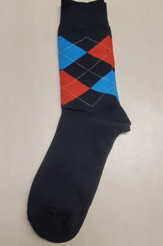 POLLY Rings SF1204 Navy Blue Plaid Socks