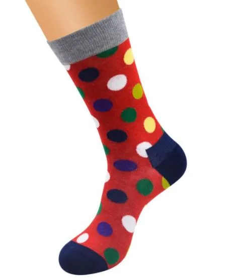 POLLY SF1122 Red Colorful Polka Dot Socks Earrings