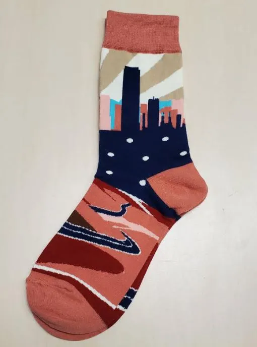 POLLY SF1195 Mauve Skyscraper Socks Earrings