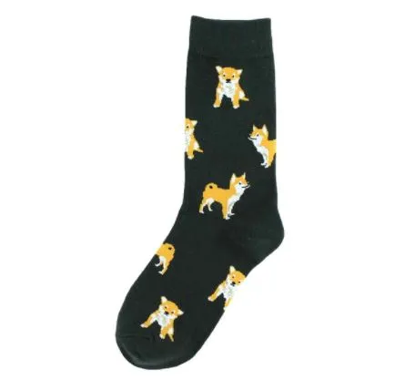 POLLY SF314 Dark Gray Cute Puppy Dog Socks Earrings