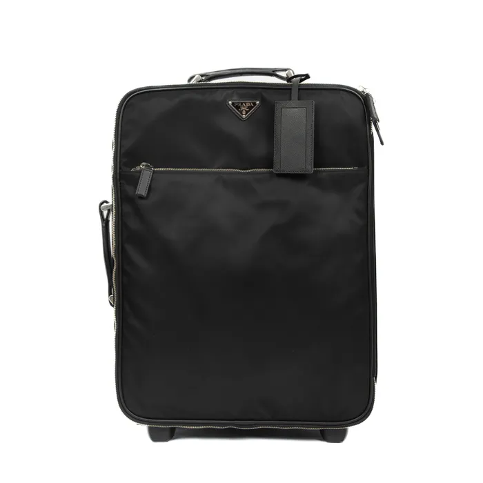 Prada Earrings PreOwned Prada Tessuto Saffiano Trolley Luggage