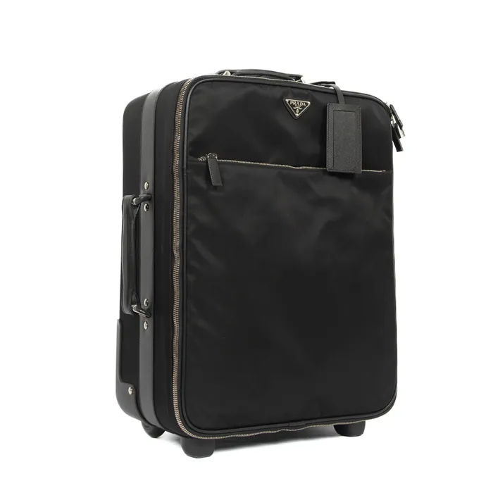 Prada Earrings PreOwned Prada Tessuto Saffiano Trolley Luggage