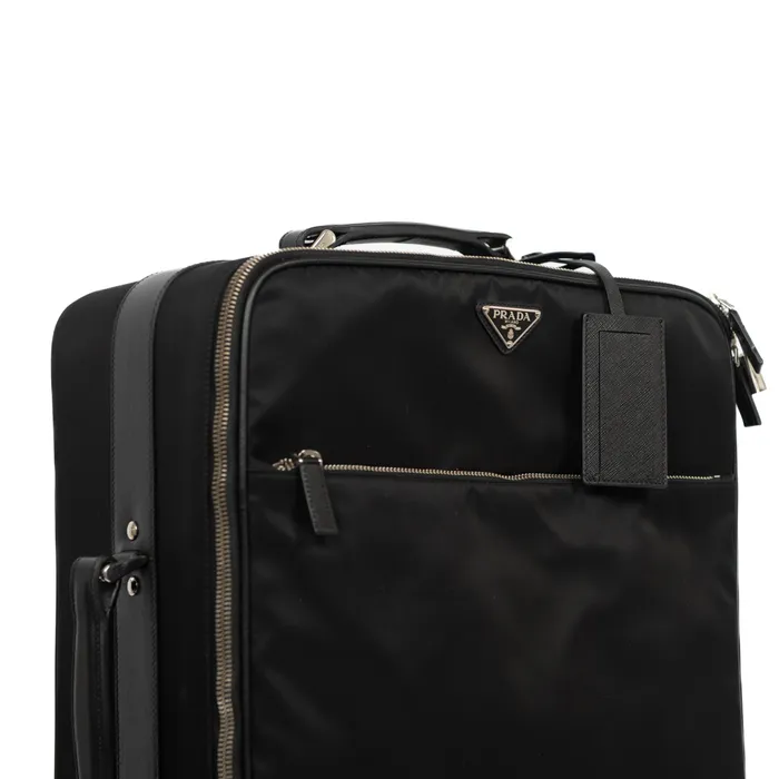 Prada Earrings PreOwned Prada Tessuto Saffiano Trolley Luggage