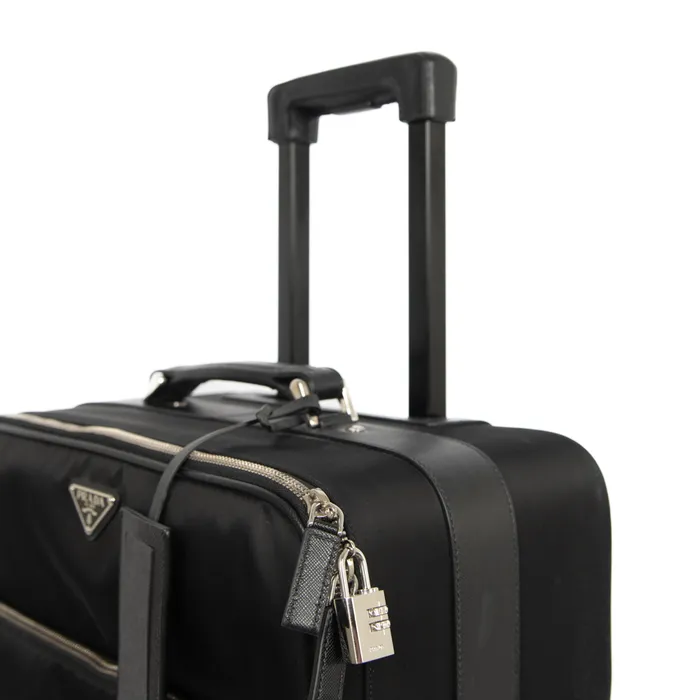 Prada Earrings PreOwned Prada Tessuto Saffiano Trolley Luggage