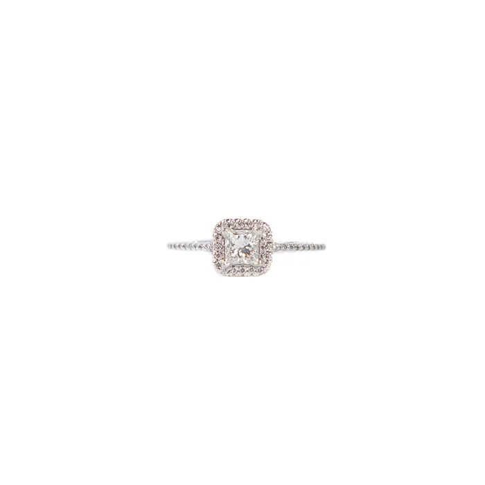 PreOwned Princess Cut Halo Engagement Ring STORE 5a Rings