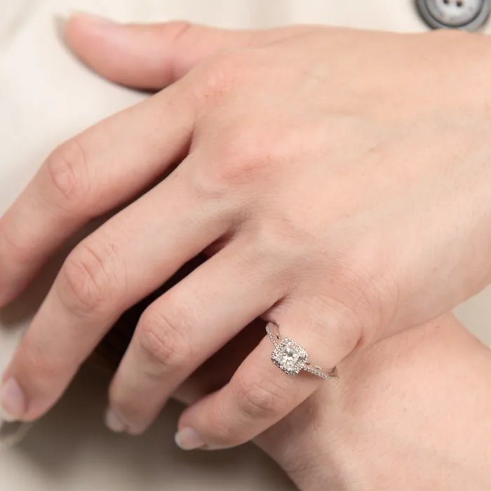 PreOwned Princess Cut Halo Engagement Ring STORE 5a Rings