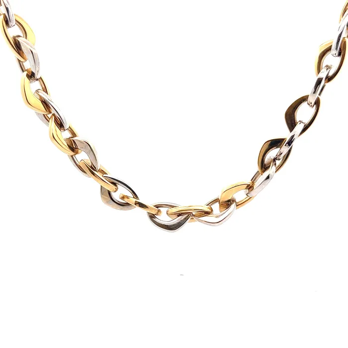 Preowned TwoTone Beloro Geometric Link Necklace STORE 5a Necklaces