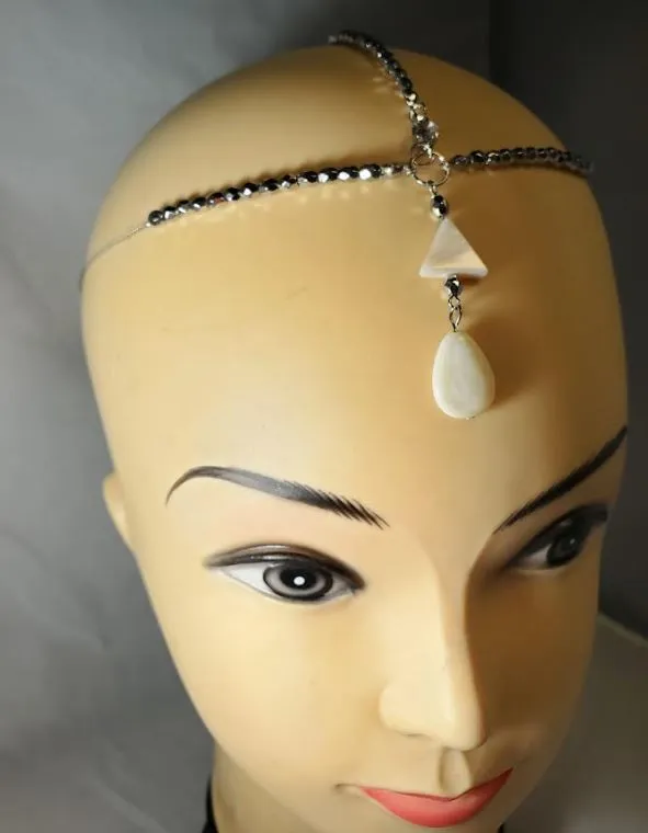 Rings alice H263 Silver Bead Shimmer Acrylic Triangle Gem Headdress