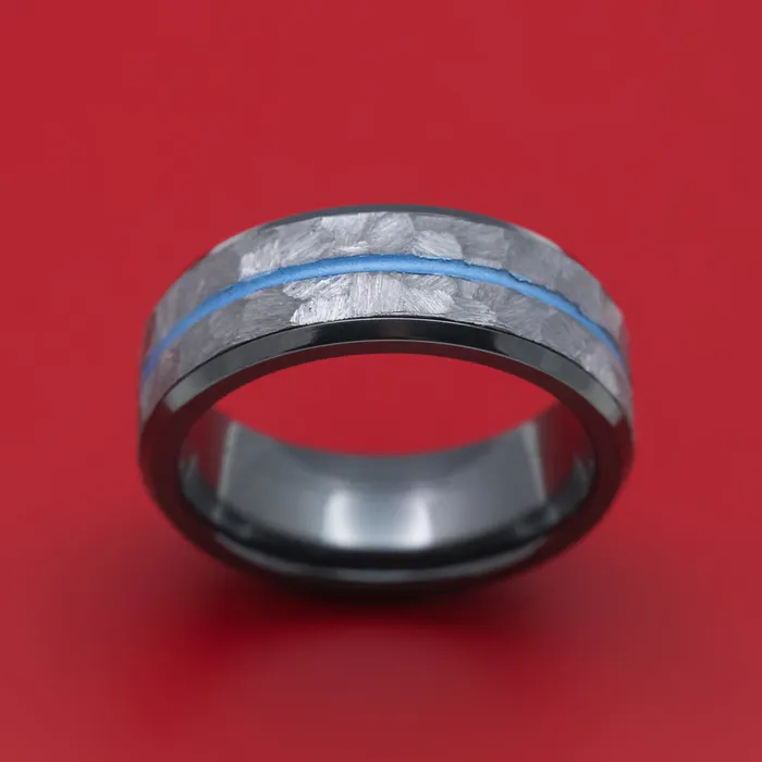 Rings Black Zirconium Ring with Tantalum and Cerakote Inlays Custom Made Band Lashbrook Rings Black Zirconium Ring with Tantalum and Cerakote Inlays Custom Made Band Lashbrook