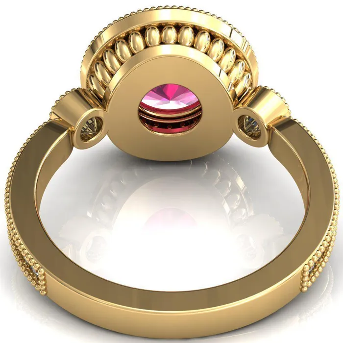 Rings Brachium Round Ruby Milgrain Halo 34 Eternity Accent Diamond Ring Fire Brilliance 