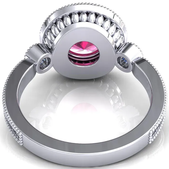 Rings Brachium Round Ruby Milgrain Halo 34 Eternity Accent Diamond Ring Fire Brilliance 