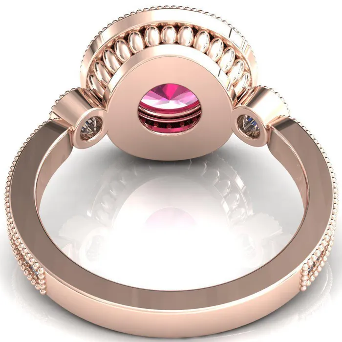 Rings Brachium Round Ruby Milgrain Halo 34 Eternity Accent Diamond Ring Fire Brilliance 