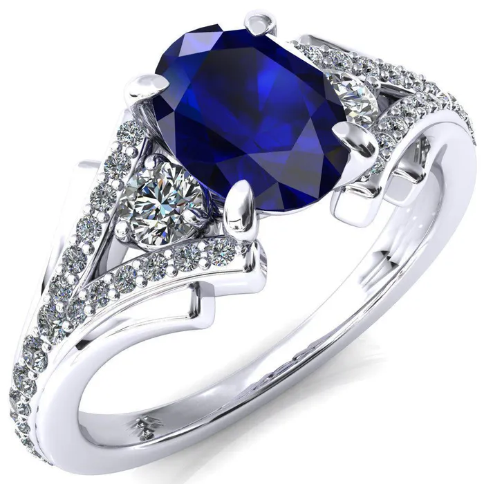 Rings Fire Brilliance Arietis Oval Blue Sapphire 4 Prong 34 Bead Split Shank Diamond Accent Ring Rings Fire Brilliance Arietis Oval Blue Sapphire 4 Prong 34 Bead Split Shank Diamond Accent Ring