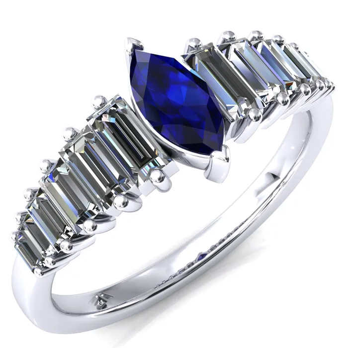 Rings Fire Brilliance Austin Marquise Sapphires with Baguette Diamonds Sparkling Ring Rings Fire Brilliance Austin Marquise Sapphires with Baguette Diamonds Sparkling Ring
