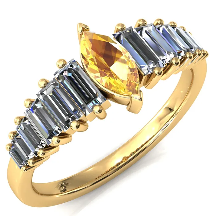 Rings Fire Brilliance Austin Marquise Sapphires with Baguette Diamonds Sparkling Ring