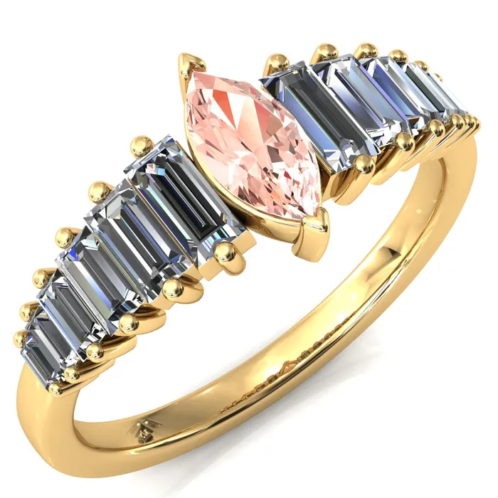 Rings Fire Brilliance Austin Marquise Sapphires with Baguette Diamonds Sparkling Ring