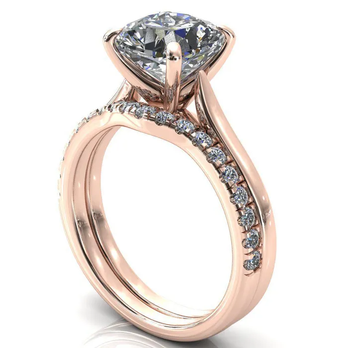 Rings Fire Brilliance Darci Cushion Moissanite 4 Prong Cathedral Solitaire Engagement Ring