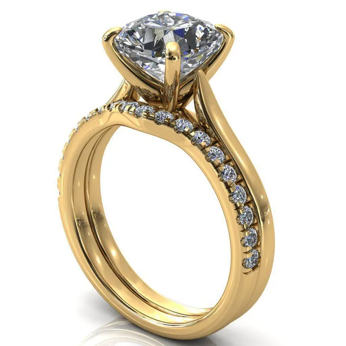 Rings Fire Brilliance Darci Cushion Moissanite 4 Prong Cathedral Solitaire Engagement Ring