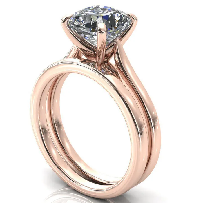 Rings Fire Brilliance Darci Cushion Moissanite 4 Prong Cathedral Solitaire Engagement Ring