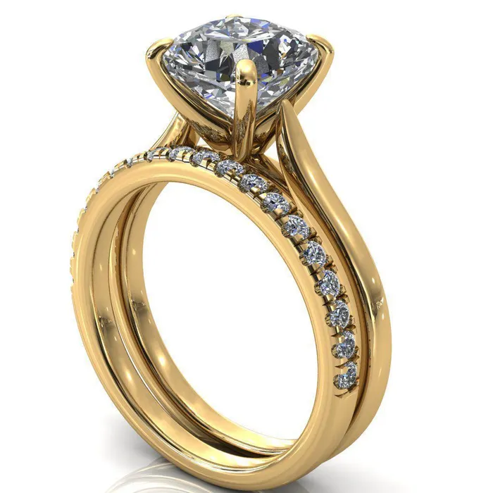 Rings Fire Brilliance Darci Cushion Moissanite 4 Prong Cathedral Solitaire Engagement Ring