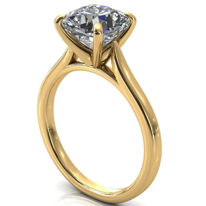 Rings Fire Brilliance Darci Cushion Moissanite 4 Prong Cathedral Solitaire Engagement Ring
