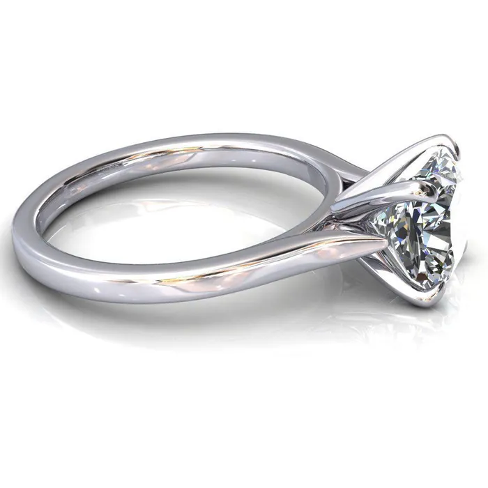 Rings Fire Brilliance Darci Cushion Moissanite 4 Prong Cathedral Solitaire Engagement Ring