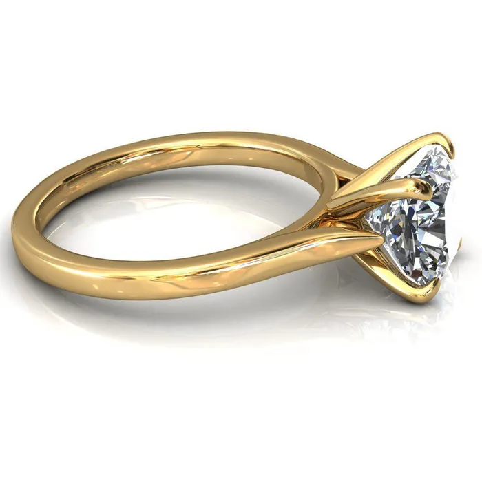 Rings Fire Brilliance Darci Cushion Moissanite 4 Prong Cathedral Solitaire Engagement Ring