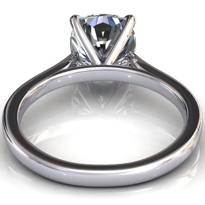 Rings Fire Brilliance Darci Cushion Moissanite 4 Prong Cathedral Solitaire Engagement Ring