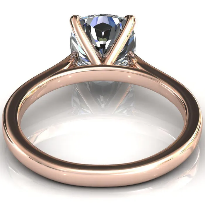 Rings Fire Brilliance Darci Cushion Moissanite 4 Prong Cathedral Solitaire Engagement Ring