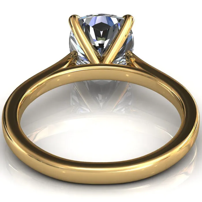 Rings Fire Brilliance Darci Cushion Moissanite 4 Prong Cathedral Solitaire Engagement Ring