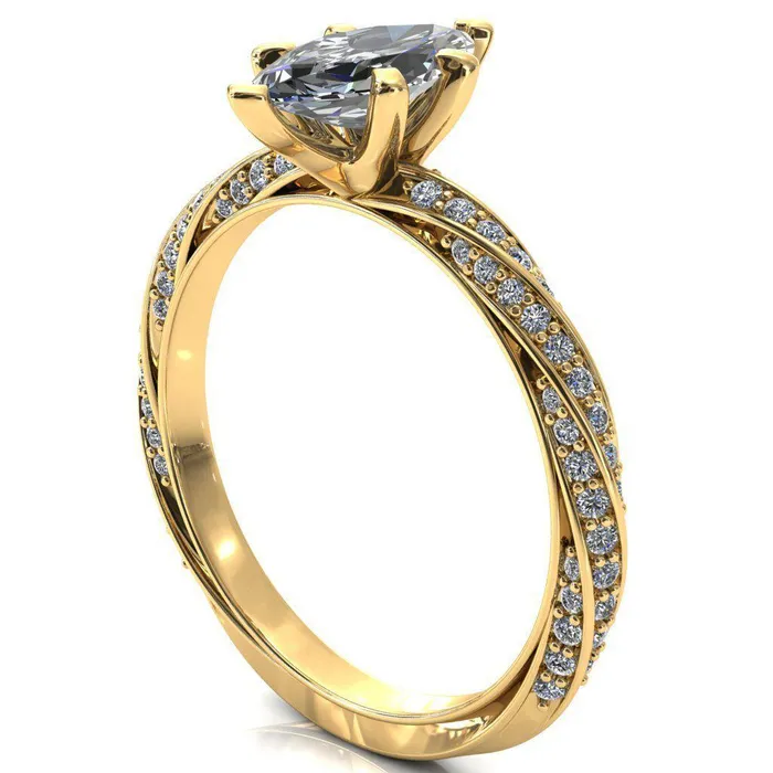 Rings Fire Brilliance Elysia Marquise Moissanite 6 Prong 34 Eternity Diamond Accent Ring