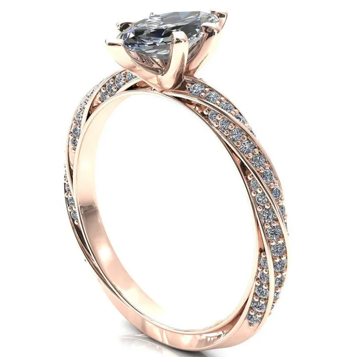 Rings Fire Brilliance Elysia Marquise Moissanite 6 Prong 34 Eternity Diamond Accent Ring
