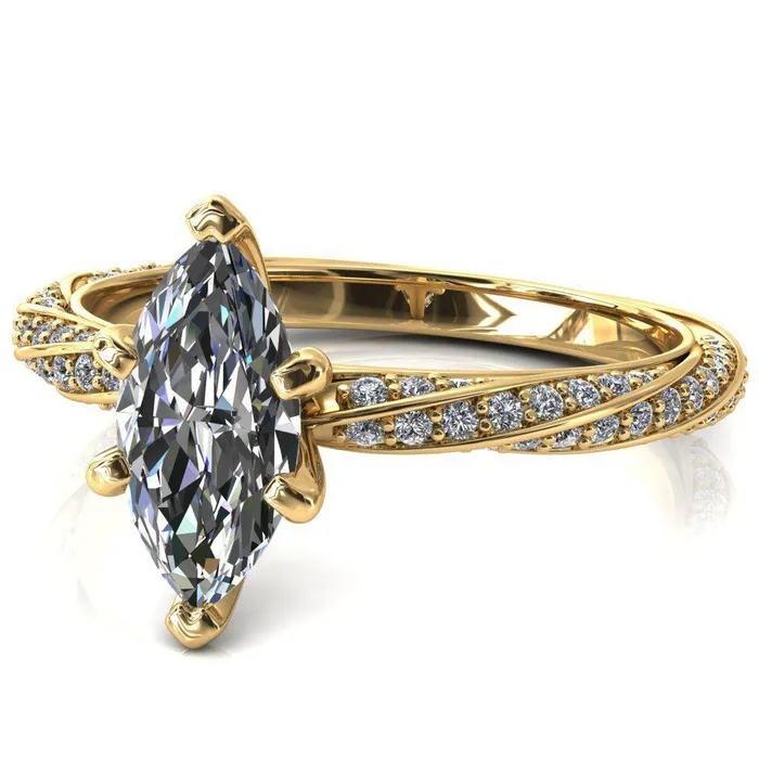 Rings Fire Brilliance Elysia Marquise Moissanite 6 Prong 34 Eternity Diamond Accent Ring