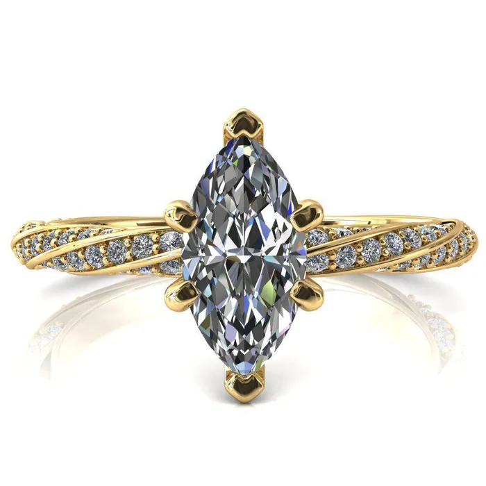 Rings Fire Brilliance Elysia Marquise Moissanite 6 Prong 34 Eternity Diamond Accent Ring