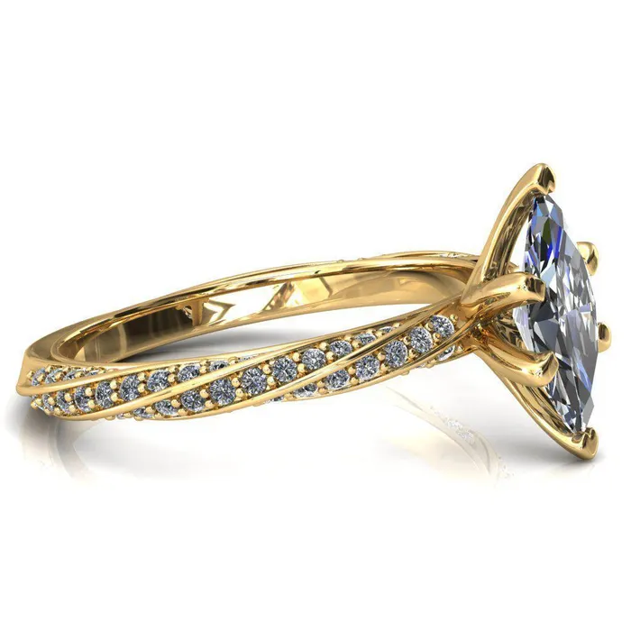 Rings Fire Brilliance Elysia Marquise Moissanite 6 Prong 34 Eternity Diamond Accent Ring